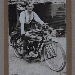 Photograph - 'Micko', Motor Cyclist, Bancourt, Sergeant Major G.P. Mulcahy, World War I, 1917