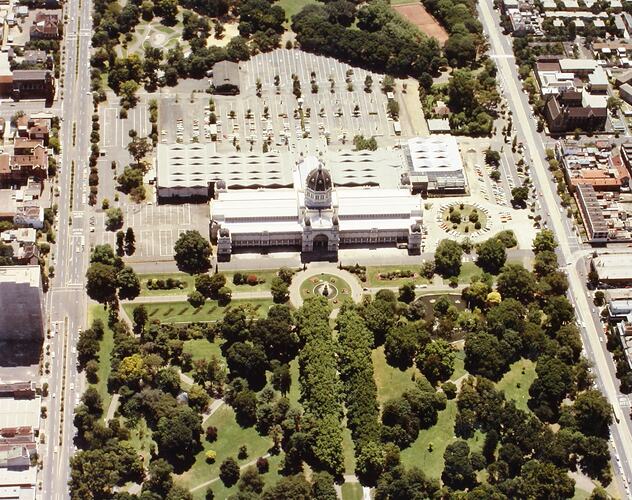 Photograph - Aerial View of the Exhibition Building from South, Melbourne, 1980
