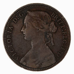 Coin - Penny, Queen Victoria, Great Britain, 1860 (Obverse)