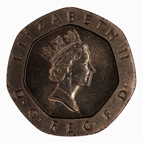 Coin - 20 Pence, Elizabeth II, Great Britain, 1989 (Obverse)