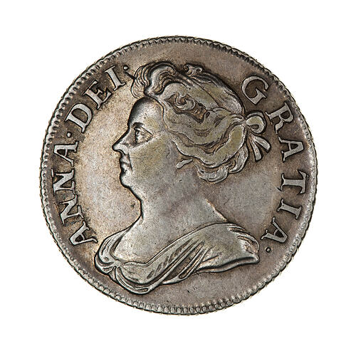 Coin - 1 Shilling, Queen Anne, England, Great Britain, 1708 (Obverse)