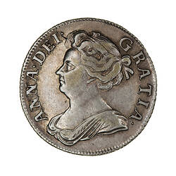 Coin - 1 Shilling, Queen Anne, England, Great Britain, 1708 (Obverse)