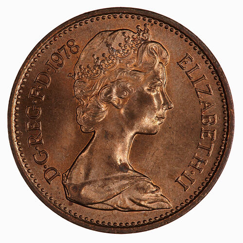 Coin - 1 New Penny, Elizabeth II, Great Britain, 1978 (Obverse)