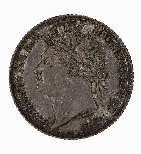 Coin - Sixpence, George IV, Great Britain, 1821 (Obverse)