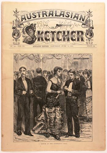 Newspaper - 'A Sketch at the Exhibition Ball', The Australasian Sketcher, Adelaide, 11 Jun 1881