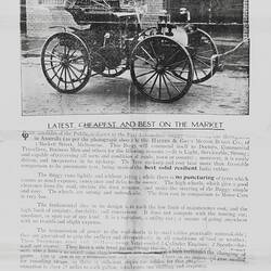 Photograph - Haines & Grut Motor Buggy Co, Motor Buggy Advertisement, Melbourne, Victoria, circa 1909