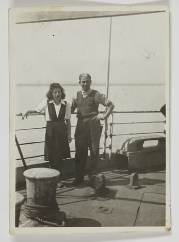 Dimka & Vojislav Stojkovic on Board the Ship Protea, 1948