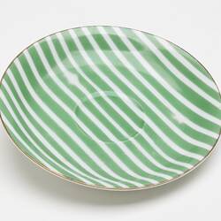 Saucer - Nathco Chinaware, Green & White Stripe, circa 1957