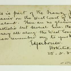 Postcard - From Mr Edgar Rouse to Mr Harry Clarke Jnr, featuring Franz Josef Glacier, New Zealand, 25 February 1939