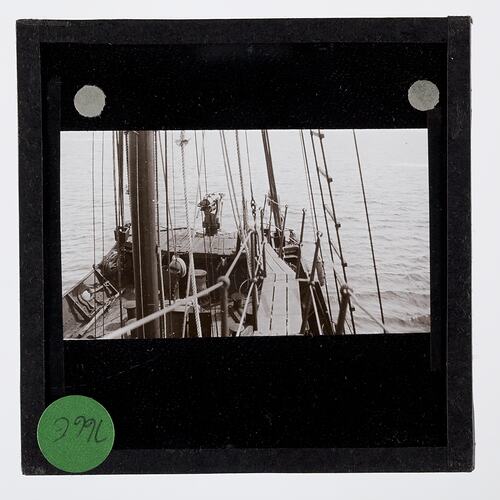 Lantern Slide - A Bow View of a Whale Chaser With Its Harpoon Gun, BANZARE Voyage 2, Antarctica, 1930-1931