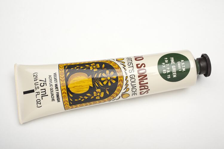 Tube of Paint Jo Sonja's Artist Gouache, Pine Green, circa 1993
