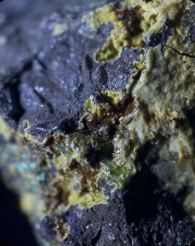 Blue and cream-green minerals.