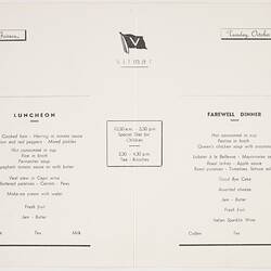 Fairsea ship's dinner menu.