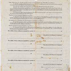 Certificate of Exemption - Issued to Zofia Antoniszyn, Commonwealth of Australia, 29 Apr 1949
