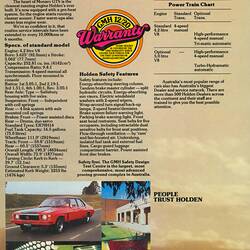 Specifications - General Motors-Holden's, Holden Monaro GTS, Motor Cars, 1976