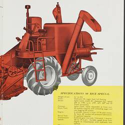 Publicity Brochure - H.V. McKay Massey Harris, 80 Rice Special Header Harvester, 1956