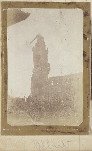 Ruins of Basilica of Notre-Dame de Brebières, Albert, France, Sergeant John Lord, World War I, 1916