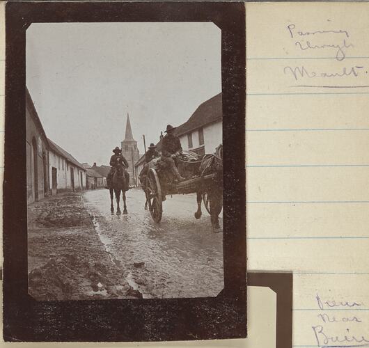 Passing Through Meaulte, France, Sergeant John Lord Album, World War I, 1917