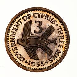 Proof Coin - 3 Mils, Cyprus, 1955