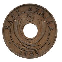Coin - 5 Cents, British East Africa, 1943