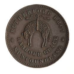 Token - 1/2 Penny, Rutherford Brothers, Harbour Grace, Newfoundland, 1846