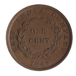 Coin - 1 Cent, Straits Settlements, 1845