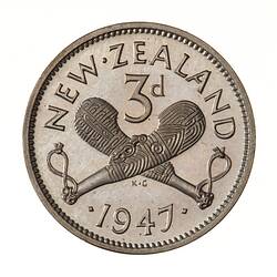Proof Coin - 3 Pence, New Zealand, 1947