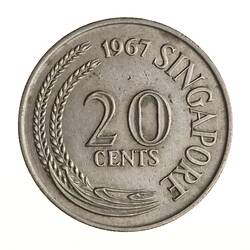 Coin - 20 Cents, Singapore, 1967