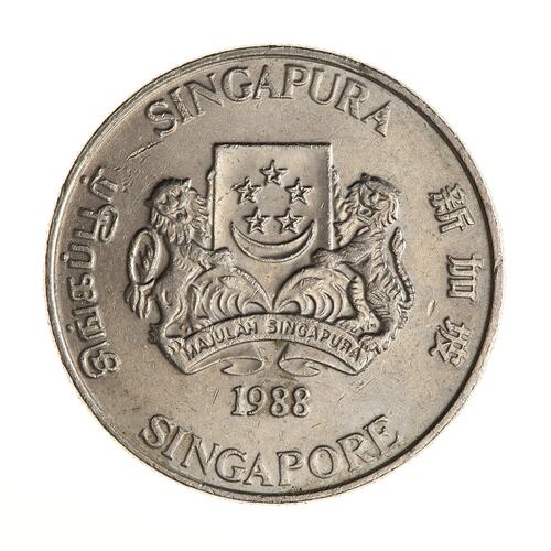 Coin - 20 Cents, Singapore, 1988