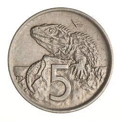 Coin - 5 Cents, New Zealand, 1970