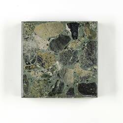 Terrazzo Sample - De Marco Bros, Green Serpentine Marble Fragments in Green Cement, circa 1920s