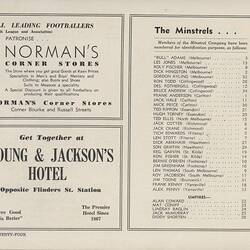 Program - 'Football Get-Together Night', Melbourne Town Hall, 29 Aug 1938