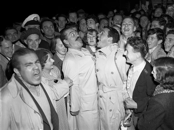 Negative - Crowd Surrounding Two American Celebrities, Victoria, Jul 1954