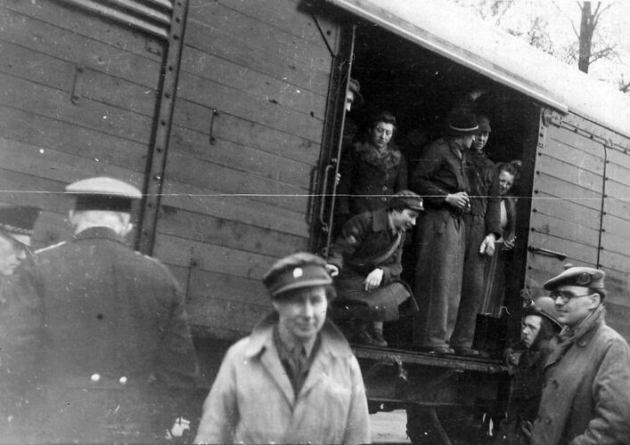 Displaced Persons Repatriation Staff in Railway Carriage, Salzgitter Region, Germany, 1946
