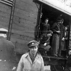 Digital Photograph - Displaced Persons Repatriation Staff in Railway Carriage, Salzgitter Region, Germany, 1946