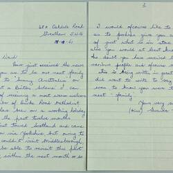 Letter - To Mr & Mrs Ward from Gwenda Hansen, Streatham, London, 1 Oct 1961