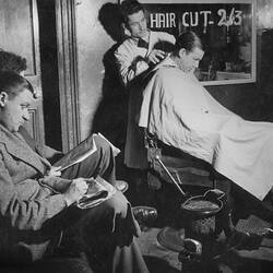 Digital Photograph - Giovanni D'Aprano Cutting Hair, Elizabeth Street, Melbourne, 1948