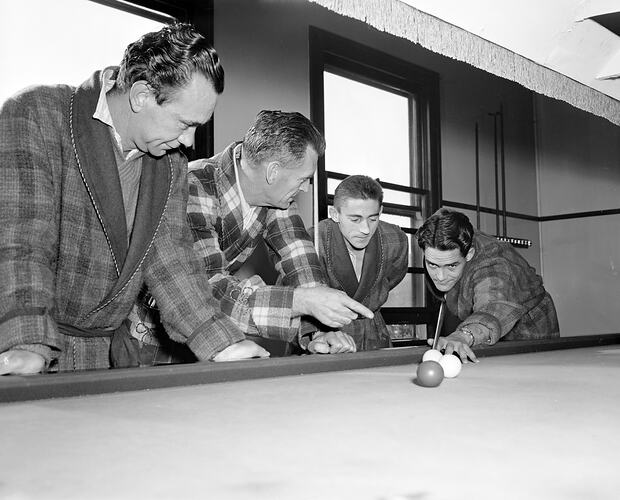 Australian Red Cross, Men Playing Billiards, Heidelberg, Victoria, 20 May 1959