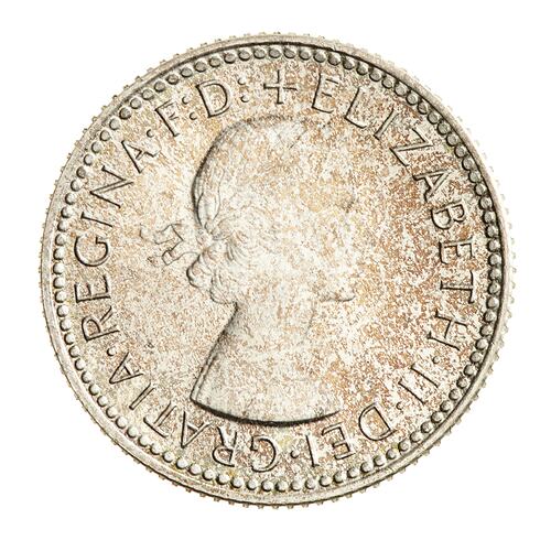 Round silver coin.
