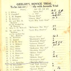 Program - Geelong Agricultural & Pastoral Society, 'Sheep Dog Trials', 1951