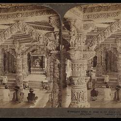 Stereograph - 'Worshippers Before an Image in the Exquisitely Carved Temple of Vimala Sah', India, 1902