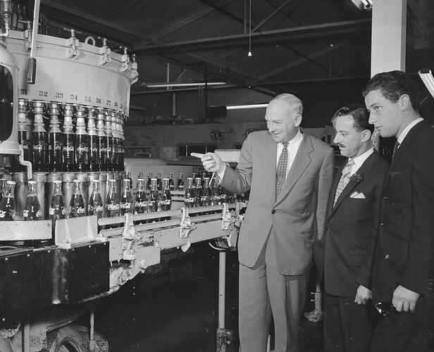 Coca-Cola Company, Group Looking at Bottling Machine, Victoria, 03 Aug 1959