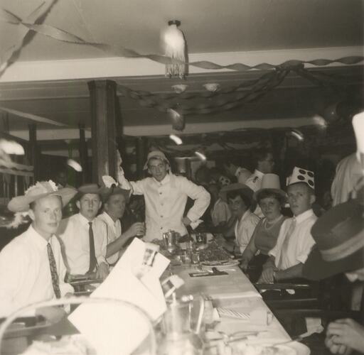 Hakkinen & Koivistoinen Families at Dinner Onboard P&O 'S.S. Strathaird', Sept-Oct 1960