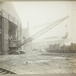 Photograph - Ruston & Hornsby, No.60 Dragline in Shop Entrance, Lincoln, England, 1923