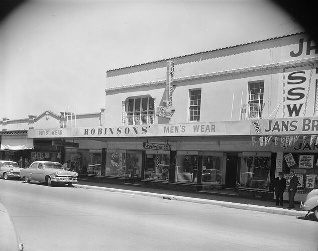 Robinson's Mens Store, Exterior View, Preston, Victoria, 11 Nov 1959