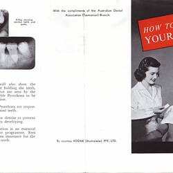 Unfolded pamphlet with text and photographs.