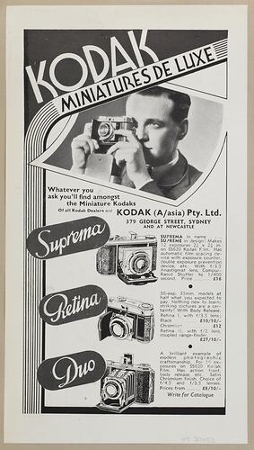 Leaflet - 'Kodak Miniatures De Luxe'