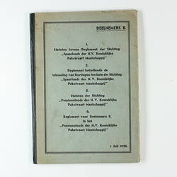 Booklet - Savings Fund Regulations, KPM, Netherlands, 1 Jul 1938