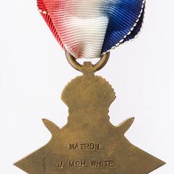 Medal - 1914-1915 Star, Great Britain, Matron Jessie McHardie White, 1918 - Reverse