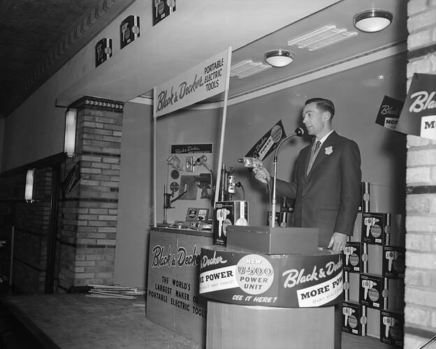 Portable Electric Power Tool Demonstration, Sales Convention, Collingwood, Victoria, Aug 1958